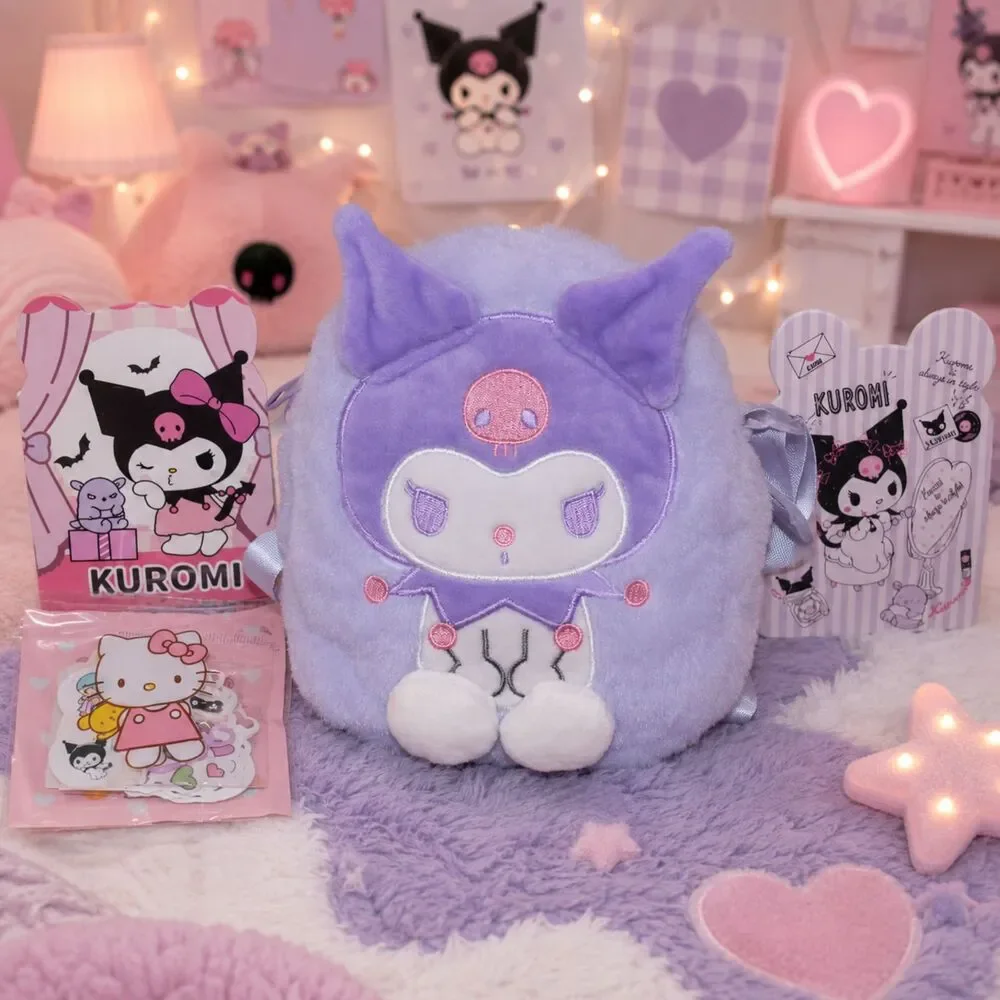 Kuromi Small Kawaii Purple Plush Crossbody Bag Birthday Christmas Gift Idea Set
